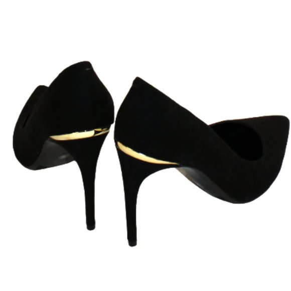 Marc Fisher MF Garick Gold Accent Stiletto Faux Suede Styling Heels, Siz… - Picture 4 of 7